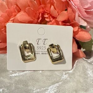 🌸Final price🌸Gold Rectangular Hoop Earrings - S925